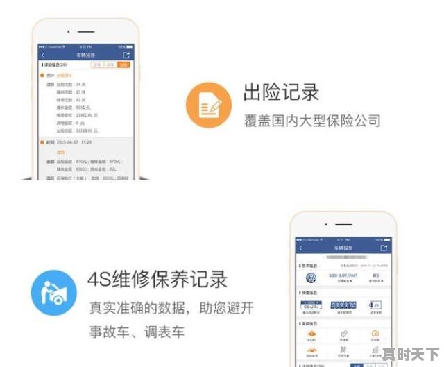 3、查车辆出险记录和保养记录的软件,二手车查维保好多钱 - 真时天下